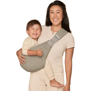 Ergobaby Upsie Sling Babyhüfttrage, Ergonomische Hüfttrage für Babys und Kleinkinder ab 6 Monaten (7,7-20,4 kg), spontanes Wechseln zwischen Laufen und Getragenwerden, Soft Olive