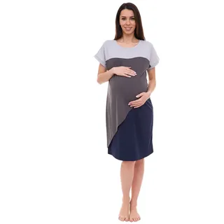 neun 9 Monate Damen Umstands-Kleid asymetrisches Schwangerschafts-Kleid 32879759 Grau/Blau - 36