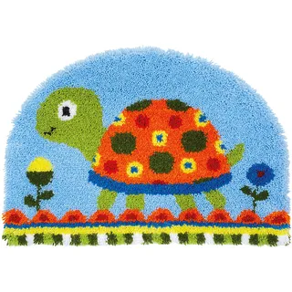 Vervaco PN-0157585 Schildkröte Knüpfformteppich, Baumwolle, mehrfarbig, ca. 70 x 49 cm / 28" x 19,6"