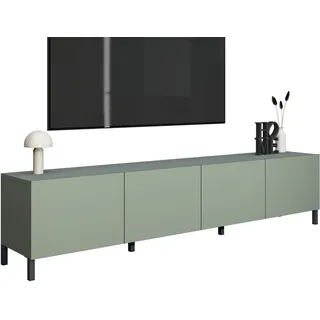 borchardt Möbel Lowboard BORCHARDT MÖBEL "Sophia, TV-Schrank mit Metallfüßen", schwarz (salbei), B:200cm H:45cm T:35cm, Spanplatte, Sideboards, Lowboard, Metallfüße, grifflose Optik