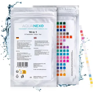 aquanexo 25 Wassertester Trinkwasser Teststreifen 16-in-1 Trinkwassertest pH Wasserhärte