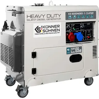 Könner & Söhnen KS 9200HDES-1/3 ATSR - Stromerzeuger 18PS, 4-Takt Dieselmotor mit E-Start, Vorwärmer, Automatischer Spannungsregler, Lärmarm, 7500/6400 Watt, 1x16A (400V)/ 1x32A (230V)