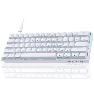 Dierya DK61se Gaming Tastatur,60% Prozent Mechanische Tastatur mit Red Linear Switch,Ultra-Compact Mini 61 Tasten Anti-Ghosting,Typ-C-Datenkabel,US Layout für PC Windows Gamer Typist,Weiß