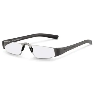 Zeitlose Porsche Design P'8801 Edelstahl-Lesebrille inkl. Etui und Mikrofasertuch in Grau/Silber + 1,00 dpt