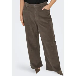 ONLY CARMAKOMA Cordhose ONLY CARMAKOMA "CARHOPE GLOBAL EX HW WIDE CORD PNT NOOS", Damen, Gr. 44, Länge 32, morel, Cord, Obermaterial: 98% Baumwolle, 2% Elasthan, unifarben, relaxed fit lang, Hosen Cordhose, Baumwollmischung, High Waist