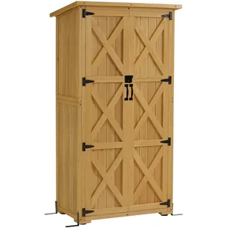 M MCombo Gartenschrank Gartenhaus Holz Wetterfest, 90×55×169cm, 0878D (Natur)