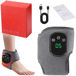 1 Pc 3-in-1-Fußmassagegerät,Tragbares kabelloses Fußmassagegerät für für Füße Knöchel,Wärme-Fußmassagegerät elektrisches Fußmassagegerät mit 5 Heizstufen & 3 Vibrationsmodi,Geschenk für Frauen Männer