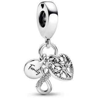 PANDORA Family Infinity Triple Charm-Anhänger aus Sterling Silber mit Zirkonia - Kompatibel mit PANDORA Moments Armbänder