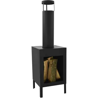 Terrassenofen Gartenofen Gartenkamin Terrassenkamin Feuerstelle Terrasse Heizung Garten Ofen Metall Schwarz 100cm