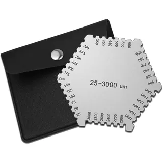 Telituny Nassfilmkamm, Hochpräziser Nassfilmkamm Edelstahl, 25–3000 μm Sechseckiger Nassschichtdickenmesser, Nassfilmkamm-Dickenmessgerät, Zur Messung der Dicke von Baufarbe