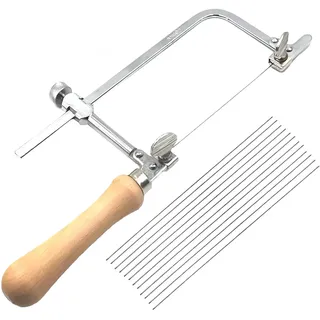 Juweliersäge, Schmucksäge Metallsäge Bogensäge, Verstellbare Laubsäge mit 12 Laubsägeblätter, Dekupiersäge Drahtsäge für Holz, Holzbearbeitung, Glas, Metall