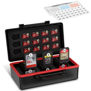 Kiorafoto Speicherkarten Etui Tasche Aufbewahrung wasserdicht für 21x SD SDXC SDHC/NS/Sony PSV PS Vita + 15x Micro SD/TF – mit Speicherkarten Etiketten, Schutzbox Tragetasche SD Karten Case Box