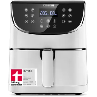 COSORI Heißluftfritteuse, Airfryer Testsieger 2024, 11-in-1 Air Fryer 5,5L, Heissluftfritteuse mit Shake-Reminder, 97,3 Prozent ölsparend, 67,5 Prozent energiesparend, spülmaschinenfest Körbe, Weiß