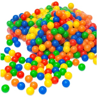 LittleTom 200 bunte Bälle für Bällebad 5,5cm Babybälle Plastikbälle Baby Spielbälle