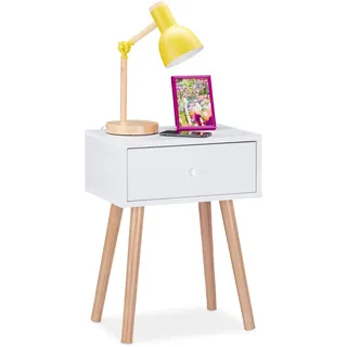 Relaxdays Nachtschrank skandinavisch 42 x 55 x 30 cm Weiß