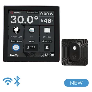 Shelly Wall Display Black + Blu H&T Black Thermostat Smart-Home-Disply