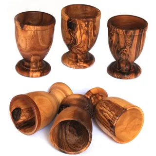 EIERBECHER-SET AUS OLIVENHOLZ von Mastro Leonardo (6 Stück) - Handarbeit aus Italien