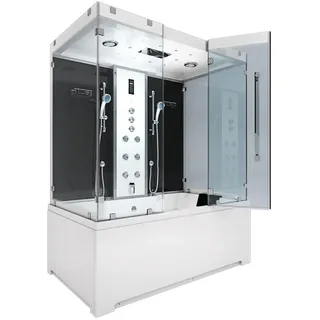 SeniorBad Kombination Badewanne, Dusche K80-SW-TH-B-SC-EA Duschtempel 180x100 cm, aktive Schlauch-Reinigung - Schwarz,