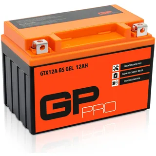 GP-PRO GT12A-BS 12V 12Ah GEL-Batterie (Kompatibel mit YT12A-BS / YTX12A-BS) (Wartungsfrei & Versiegelt) Akkumulator Motorrad Motorradbatterie