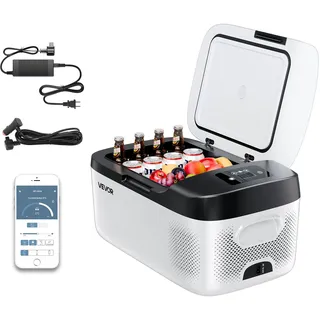 VEVOR Kompressor Kühlbox 15 L,12/24V DC Elektrische Gefrierbox mit App-Steuerung, 100–240 V AC Autokühlschrank für Camping Reisen Lastkraftwagen Angeln, 60 W Thermoelektrische Kühlbox Tragbar