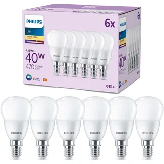 Philips LED-Lampe P45 4,9W E14 warmweiß 6er Pack