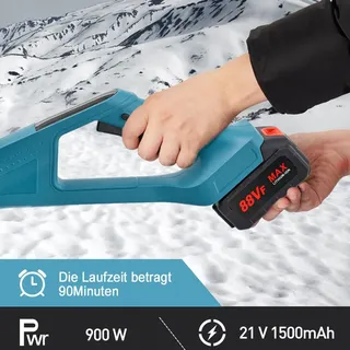 Dreifach-Multifunktions-Schneefräse, 900W-Akku-Elektro-Schneefräse, 21-V-Elektro-Schneeschaufel, Zusatzhandgriff, Schneeräumausrüstung, zwei Ba...