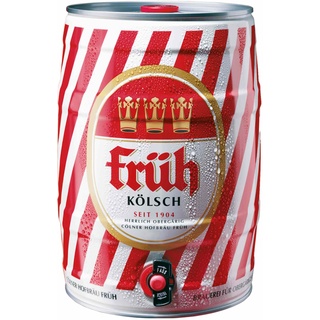 Früh Kölsch 5 Liter Bierfass mit Zapfhahn, Pfandfrei 4,8% Vol