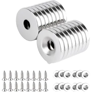 Neodym Magnete, Magnete Extra Stark,Groß Stark Rund,für Magnetplatte,Mit Loch 18x3mm-M5, Küche, Kühlschrank,16 Stück