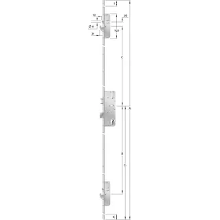 KFV Haustür-Mehrfachverriegelung Profilzylinder PZ Entfernung 92 mm Vierkant 8 mm D45 16ktDIN links / DIN rechts