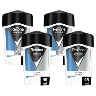 Rexona Men Maximum Protection Deo Creme Clean Scent Anti Transpirant mit 3x Schutz bei Stress, Hitze & Bewegung 45 ml (Packung mit 4)