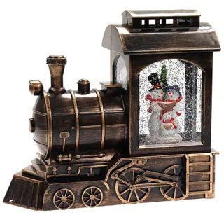 Ellug winterliche Lokomotive als Spieluhr, Licht & Glitzerantrieb,