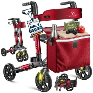 Kesser Leichtgewicht Rollator faltbar mit Sitz Rot