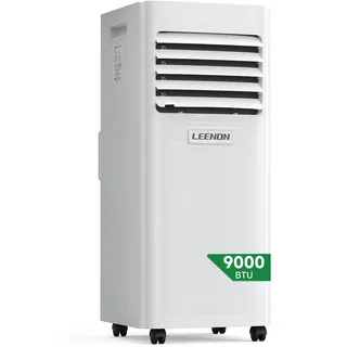 LEENON Klimaanlage Mobil Klimagerät 9000 BTU, 4 in 1 Kühlen Entfeuchten Lüftermodus Schlafmodus, 2.6KW Mobile Klima mit Abluftschlauch, Fernbedienung/ 24h-Time, Air Conditioner, Für Räume bis 35 m2