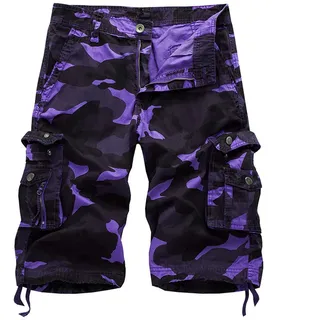 Herren Cargo Shorts, Treer Tarnung Jahrgang Savage Vintage 3/4 Kurze Hose mit Taschen Sommer Airborne Bermuda Kurze Hosen Jogger Streetwear Jeansshort für Sport Übung Fitness - 40