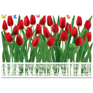 Ambiance Sticker Wandaufkleber-Dekorationsklebstoffe Blumen und Fahrrad Wandtattoo für Baby, Kinderzimmer und Wohnzimmer - H70 x L50 cm