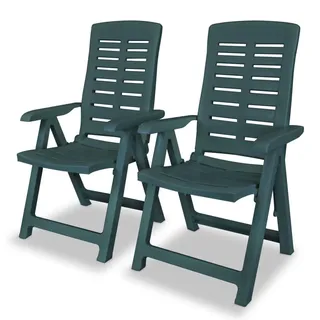 vidaXL Verstellbare Gartenstühle 60 x 61 x 108 cm grün 2 St. 43896