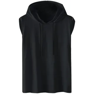 Dyhxuan Tank Top Damen Hoodie Ärmellos Pullover mit Kapuze Lässig Einfarbige Sommer Tshirt Baumwolle Kapuzenpullover Kapuzenpulli für Frauen Hoody Oberteile Sportshirt Große Größen Laufshirt S-4XL - M