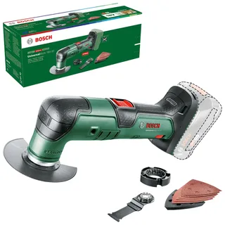 Bosch UniversalMulti 18V-32 ohne Akku + 1x Schleifplatte + 6x Schleifblätter + 1x Tauchsägeblatt + 1x Segmentsägeblatt + 1x Tiefenanschlag