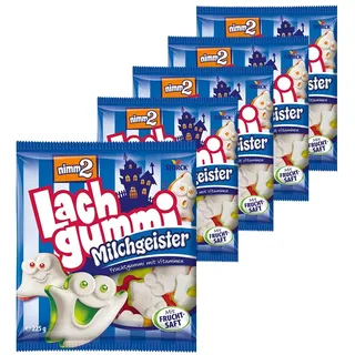 nimm2 Lachgummi Milchgeister 5er Bundle – 5 x 225g – Fruchtgummi mit Fruchtsaft, Vitaminen und Milch