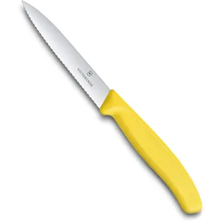 Gemüsemesser mit Wellenschliff, 10cm gelb