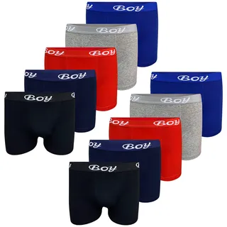 LOREZA ® 10er Pack Jungen Boxershorts Baumwolle (164-170 (14-15 Jahre), 10er Pack) - 164-170