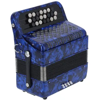 SEAFRONT 22 Tasten Diatonisches Akkordeon 8 Bass Professionelles Reed-Akkordeoninstrument für Anfänger mit Aufbewahrungstasche (Dunkelblau)