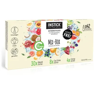 INSTICK Mix Box 42 Sorten Getränkepulver Zuckerfrei Klassik Energy Eistee Vegan