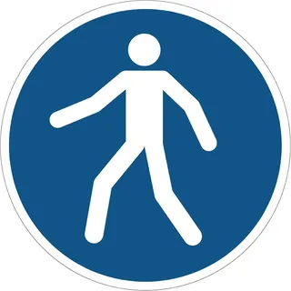 Verpflichtungsaufkleber NF ISO7010 – Wasserfester und UV-beständiger Laminierter Runder Beschilderungsaufkleber – Benutzen sie die Passage - Durchmesser 60 cm
