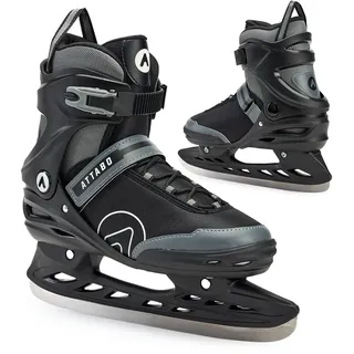 ATTABO Freizeit Schlittschuhe Herren Tore Schwarz Größe 41 EU Anfänger Schlittschuhe Schnalle und Klettverschluss Starker Knöchelhalt Langlebige Edelstahlkufe Elegant und Klassisch