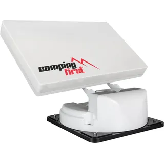 Camping First Satmex Flat 2 – Vollautomatische Camping-Antenne (Satelliten-Antenne, für 2 TVs/Receiver, für Caravan und Wohnmobil, Skew-Funktion) – Weiß