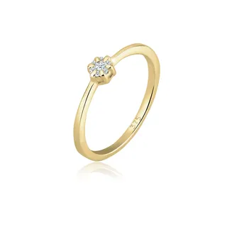 Elli DIAMONDS Verlobungsring Verlobungsring Blume Diamant Weiß (0.045ct) 375 Gelbgold goldfarben 56 mm