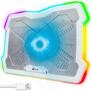 KLIM Notebook-Kühler Ultimate, Laptop Kühler mit RGB Beleuchtung, für 11 bis 17 Zoll Laptops weiß