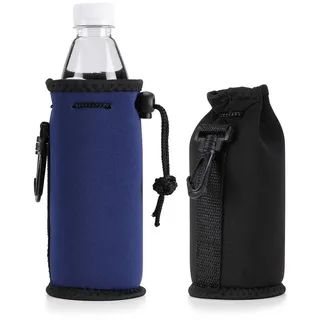 kwmobile Kühltasche 2x 330-500ml Flasche Flaschenkühler Flaschenträger, für Bier Limo Wasser - aus isoliertem Neopren blau|schwarz