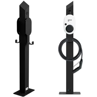 Wallbox Doppel-Standfuß go-e Charger Gemini, mit Kabelhalter - Edelstahl schwarz (RAL 9005)